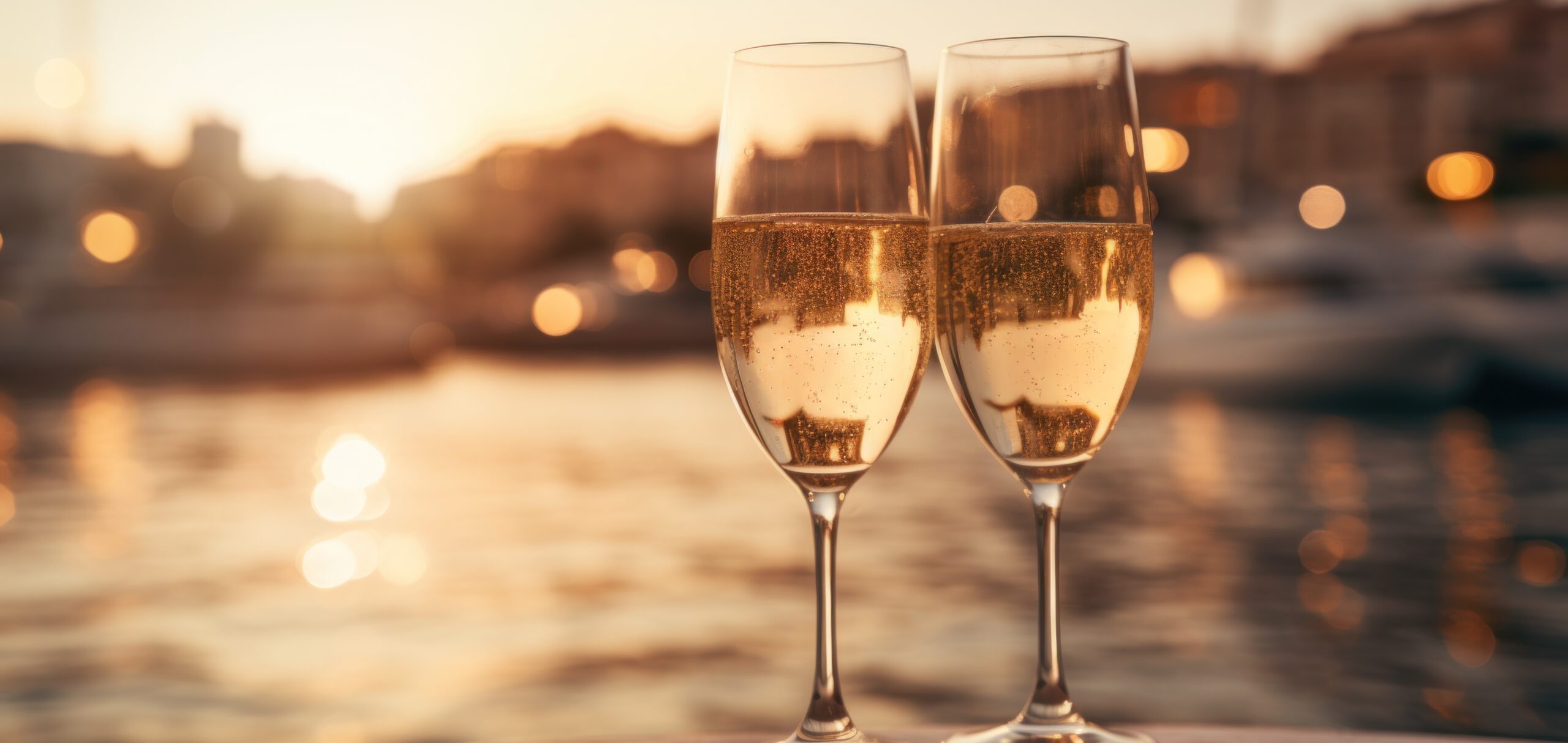 Attribution for photo of champagne flutes and a sunset. <a href="https://www.vecteezy.com/free-photos/champagne">Champagne Stock photos by Vecteezy</a>
